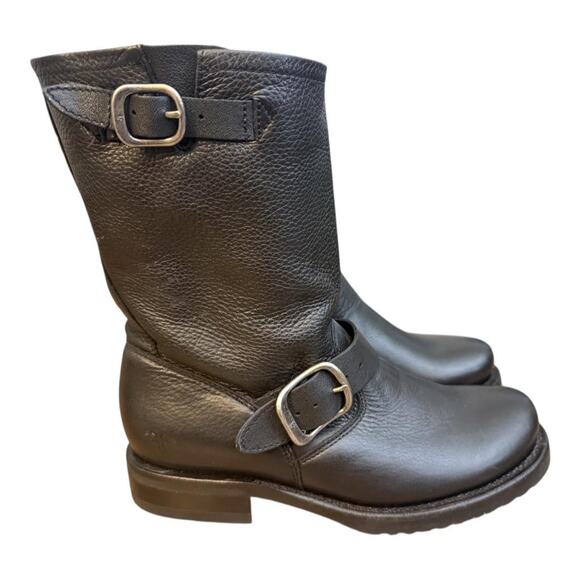 Frye Veronica Short Moto Engineer Boot Black Leather Women size 5.5 NWOT - Picture 2 of 8